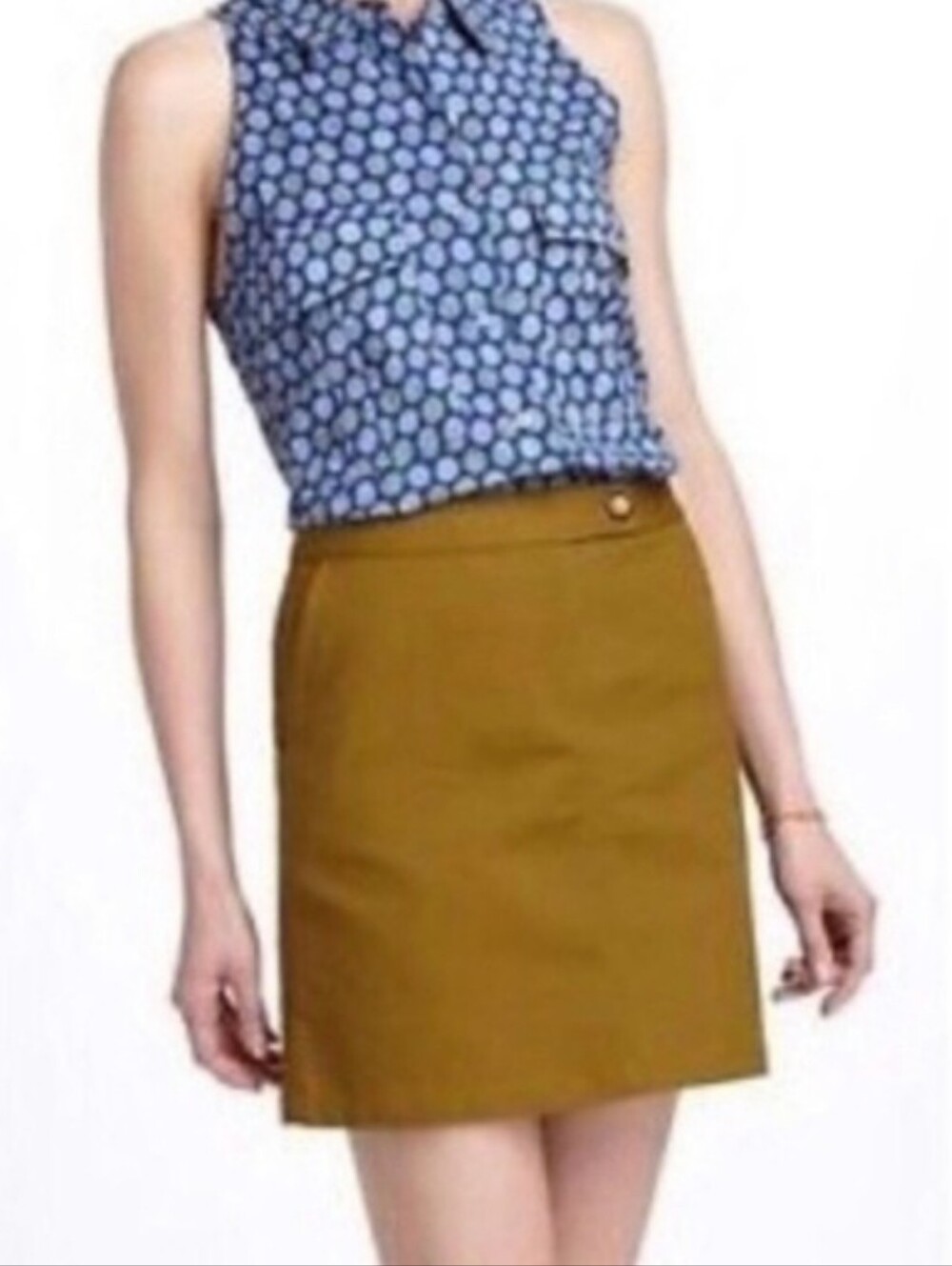 Anthropologie Vanessa Virginia Olive Green Woven Cotton Skirt 12
